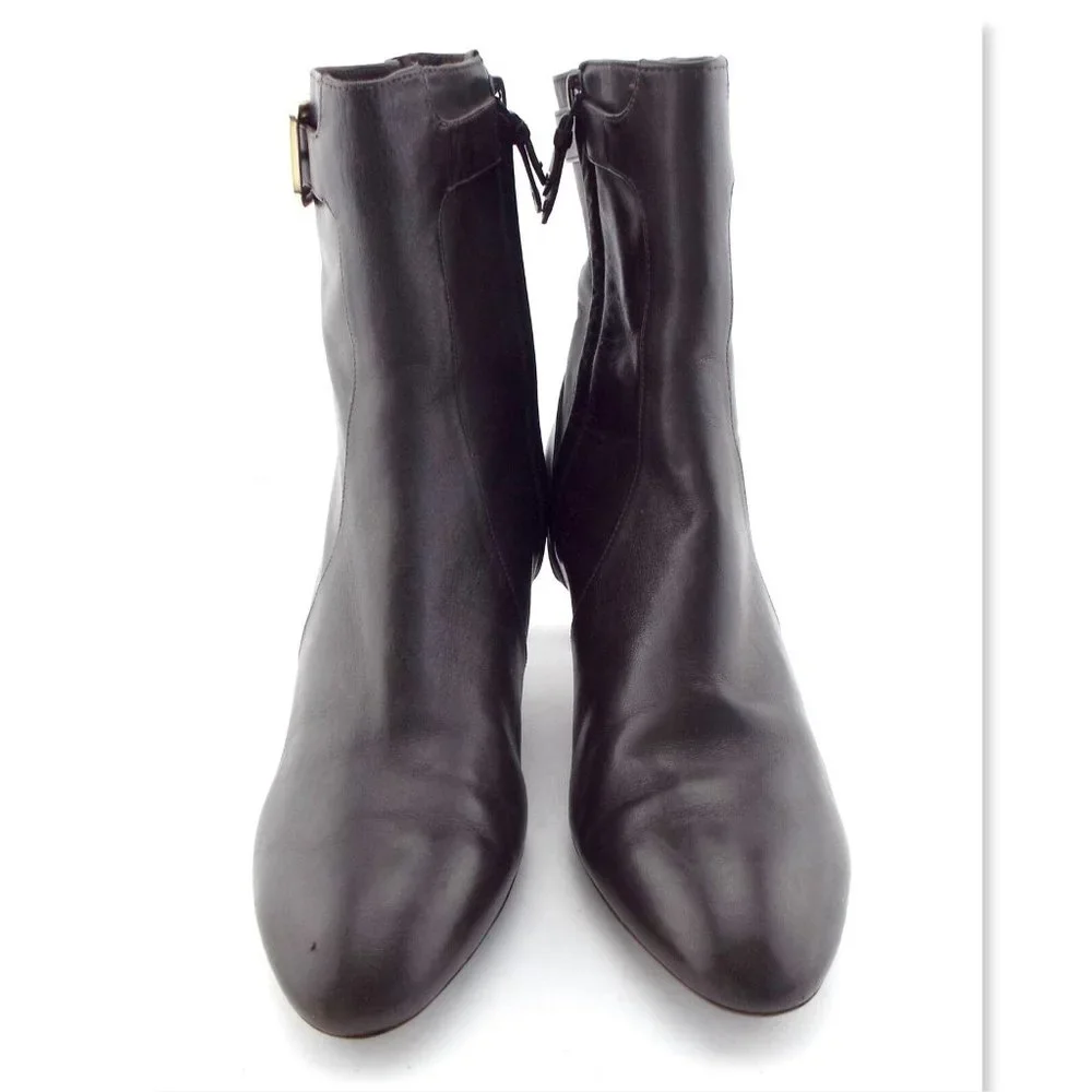 COLE HAAN Nike Air Brown Leather Buckled Bootie Heels 6.5